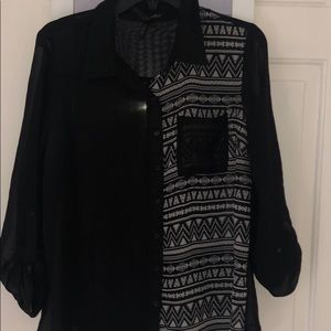 Sheer black and white blouse